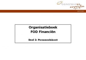 10072002 Organisatieboek FOD Financin Deel 2 Personeelsinzet Inhoudstafel