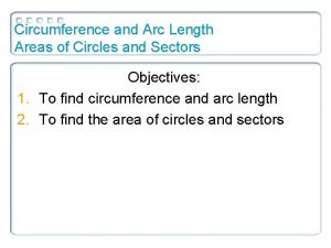 Circumference and Arc Length Areas of Circles and