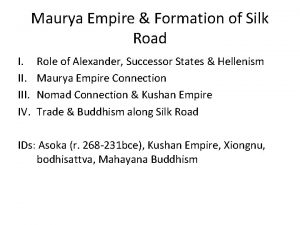 Maurya Empire Formation of Silk Road I III