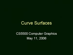 Curve Surfaces CS 5500 Computer Graphics May 11