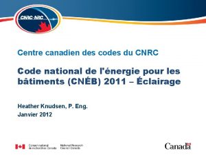 Centre canadien des codes du CNRC Code national
