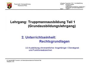 FeuerwehrKreisausbildung RheinlandPfalz Lehrgang Truppmann Teil 1 Grundausbildung Thema