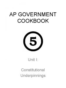 AP GOVERNMENT COOKBOOK Unit I Constitutional Underpinnings SYLLABUS