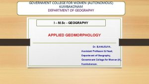 GOVERNMENT COLLEGE FOR WOMEN AUTONOMOUS KUMBAKONAM DEPARTMENT OF