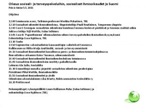 Oikeus sosiaali ja terveyspalveluihin sosiaaliset ihmisoikeudet ja Suomi