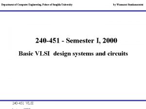 Department of Computer Engineering Prince of Songkla University