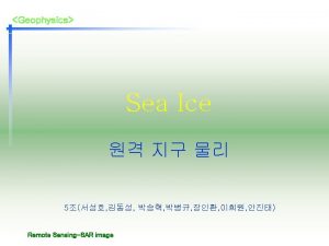 Geophysics 1 Sea Ice Remote SensingSAR image Geophysics