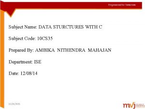 Subject Name DATA STURCTURES WITH C Subject Code