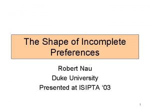 The Shape of Incomplete Preferences Robert Nau Duke