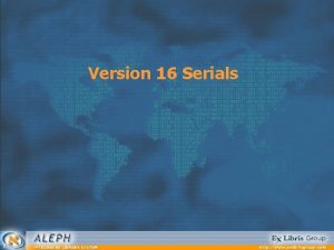 Version 16 Serials Session Agenda Stage Stage Stage