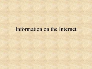 Information on the Internet http hypertext transfer protocol