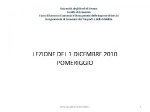 Universit degli Studi di Verona Facolt di Economia