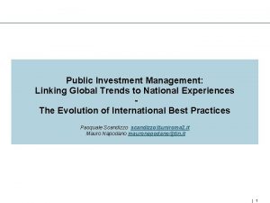 Public Investment Management Linking Global Trends to National