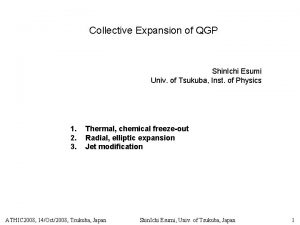 Collective Expansion of QGP Shin Ichi Esumi Univ