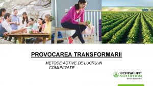 PROVOCAREA TRANSFORMARII METODE ACTIVE DE LUCRU IN COMUNITATE