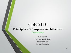 Cp E 5110 Principles of Computer Architecture Concurrency