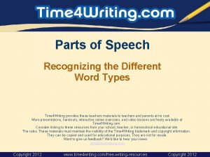 Parts of Speech Recognizing the Different Word Types