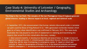 Case Study 4 University of Leicester Geography Environmental