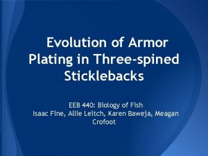 Evolution of Armor Plating in Threespined Sticklebacks EEB