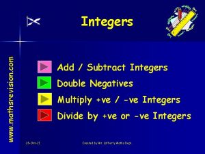 www mathsrevision com Integers Add Subtract Integers Double