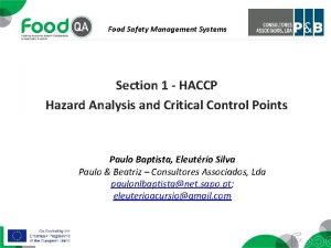Food Safety Management Systems Section 1 HACCP Hazard