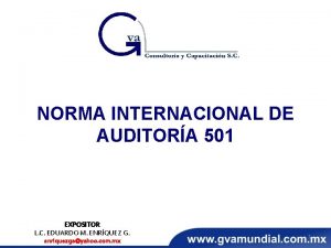 NORMA INTERNACIONAL DE AUDITORA 501 EXPOSITOR L C