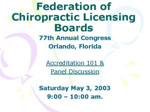 Federation of Chiropractic Licensing Boards 77 th Annual