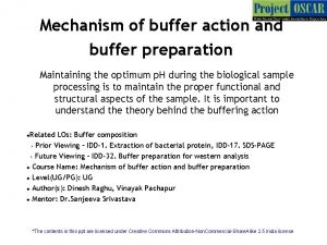 Mechanism of buffer action and buffer preparation Maintaining