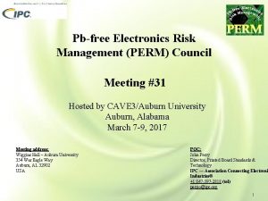 Pbfree Electronics Risk Management PERM Council Meeting 31