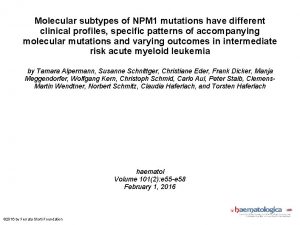 Molecular subtypes of NPM 1 mutations have different