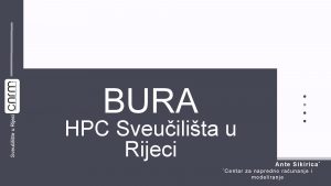 Sveuilite u Rijeci BURA HPC Sveuilita u Rijeci