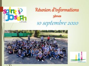 Runion dinformations 3mes 10 septembre 2020 Sommaire Prsentation