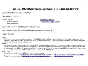 Collocated MultiRadio Coexistence Requirement in IEEE 802 16