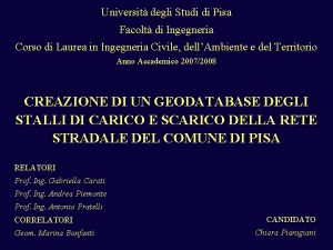 Universit degli Studi di Pisa Facolt di Ingegneria