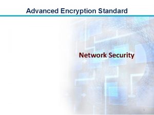 Advanced Encryption Standard Network Security 1 Advanced Encryption