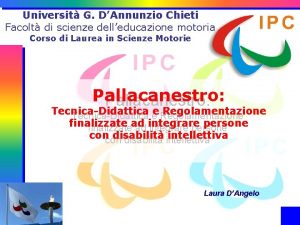 Universit G DAnnunzio Chieti Facolt di scienze delleducazione