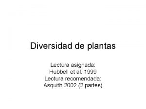 Diversidad de plantas Lectura asignada Hubbell et al