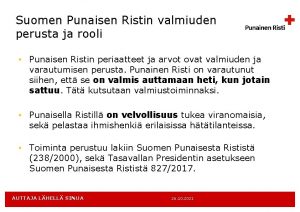 Suomen Punaisen Ristin valmiuden perusta ja rooli Punaisen