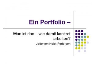 Ein Portfolio Was ist das wie damit konkret