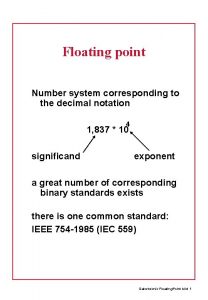 Floating point Number system corresponding to the decimal