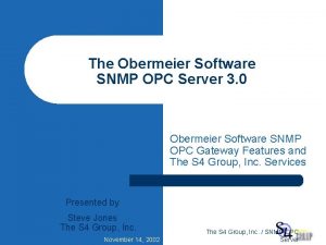 The Obermeier Software SNMP OPC Server 3 0