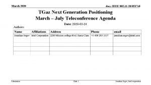 March 2020 doc IEEE 802 11 200537 r