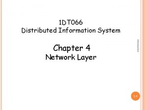 1 DT 066 Distributed Information System Network Layer