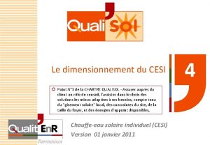 Le dimensionnement du CESI Point N 3 de