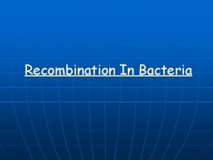 Recombination In Bacteria n n Genetic recombination transfer