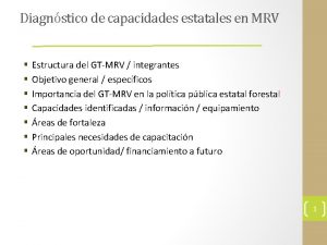 Diagnstico de capacidades estatales en MRV Estructura del