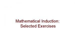 Mathematical Induction Selected Exercises Exercise 10a Given n