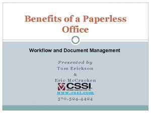 Benefits of a Paperless Office Workflow and Document
