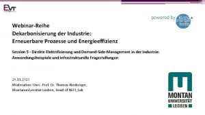 WebinarReihe Dekarbonisierung der Industrie Erneuerbare Prozesse und Energieeffizienz