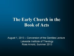 The Early Church in the Book of Acts
